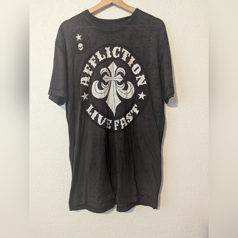 Affliction Y2K brown tee shirt live fast